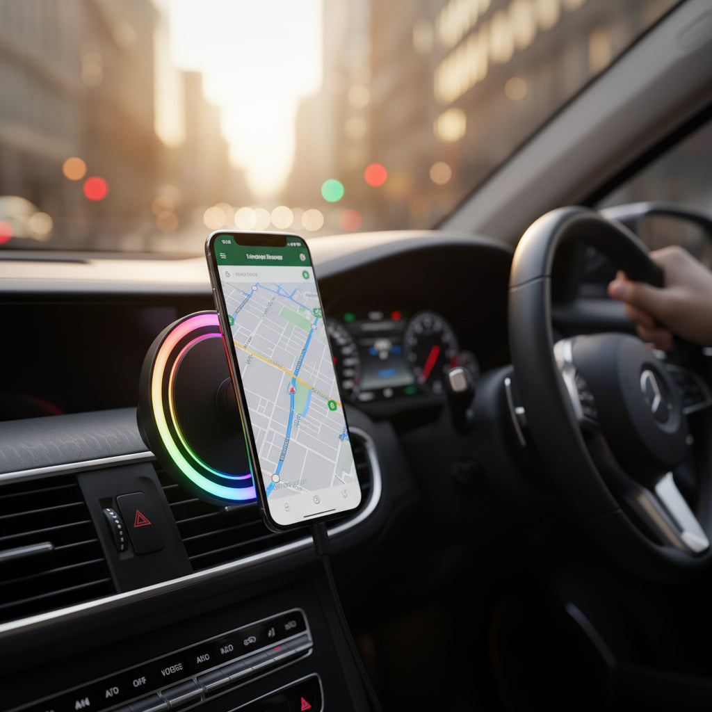 RGB MagSafe Wireless Car Phone Charger – Magnetic Air Vent Mount for iPhone