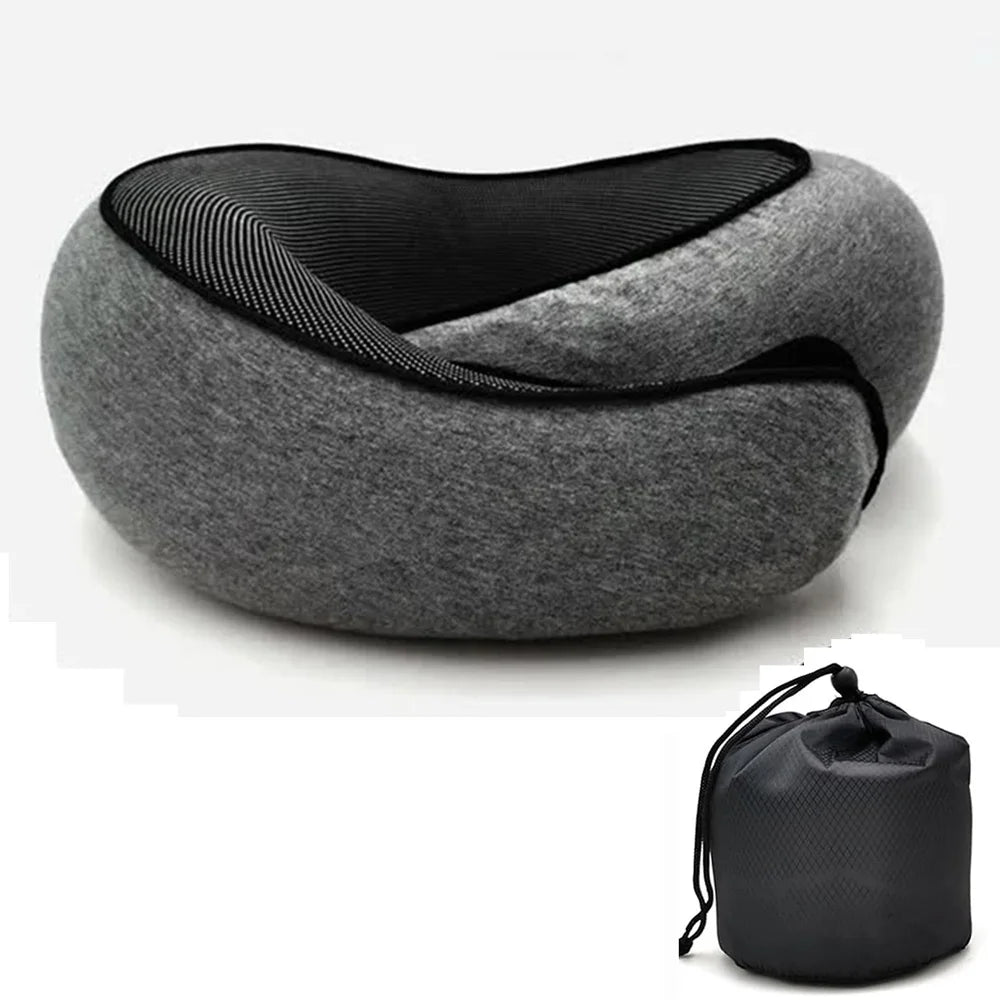 Memory Foam Travel Neck Pillow – U-Shaped Snail Style Adjustable Support Pillow