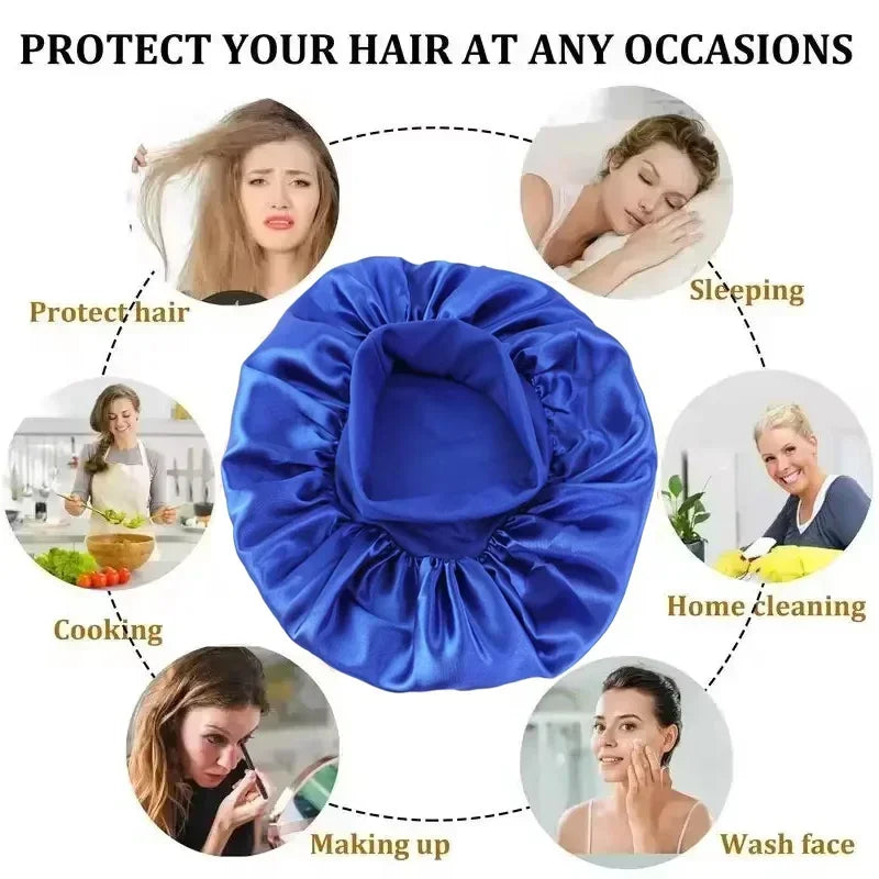 Satin Sleep Bonnet for Women – Large Silk-Lined Hair Wrap for Curly & Long Hair