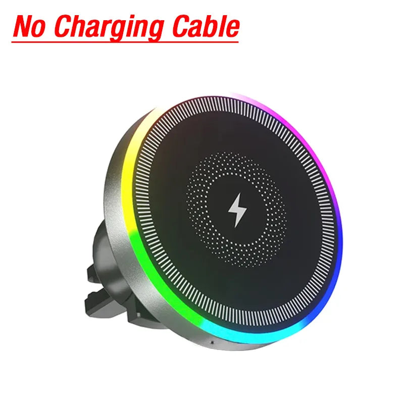 RGB MagSafe Wireless Car Phone Charger – Magnetic Air Vent Mount for iPhone