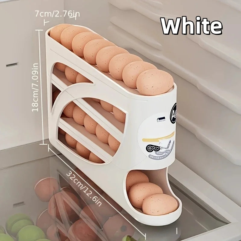 3-Tier Rolling Egg Storage Organiser – Fridge Egg Rack Holds Up to 30 Eggs