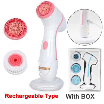 3-in-1 Electric Facial Cleansing Brush – Sonic Rotating Face Massager & Deep Cleanser