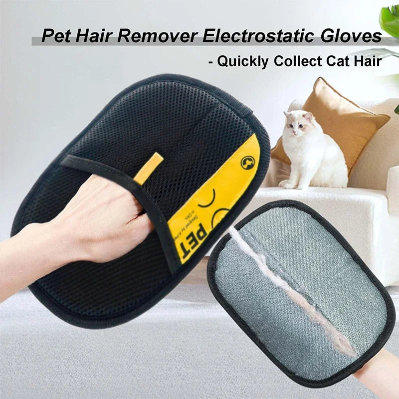 2-in-1 Pet Hair Removal Mitt & Lint Roller – Electrostatic Grooming Glove for Cats & Dogs