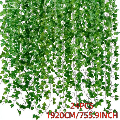 Artificial Ivy Garland Wall Decor – 24 Pack Fake Hanging Vine for Home & Wedding