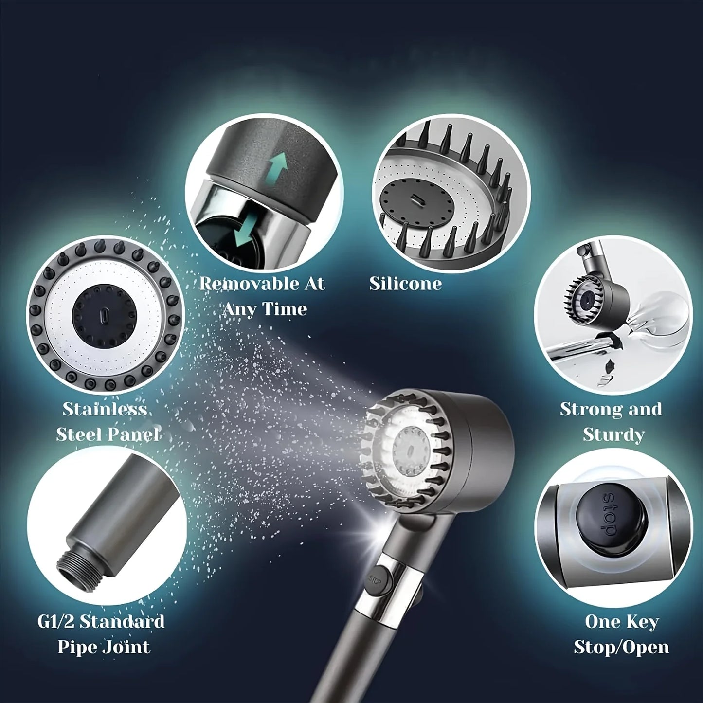 Filtered Shower Head with Handheld Spray – Ion Water Filter for Hard Water & Hair Loss