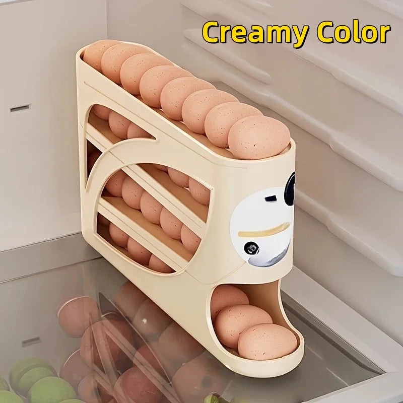 3-Tier Rolling Egg Storage Organiser – Fridge Egg Rack Holds Up to 30 Eggs