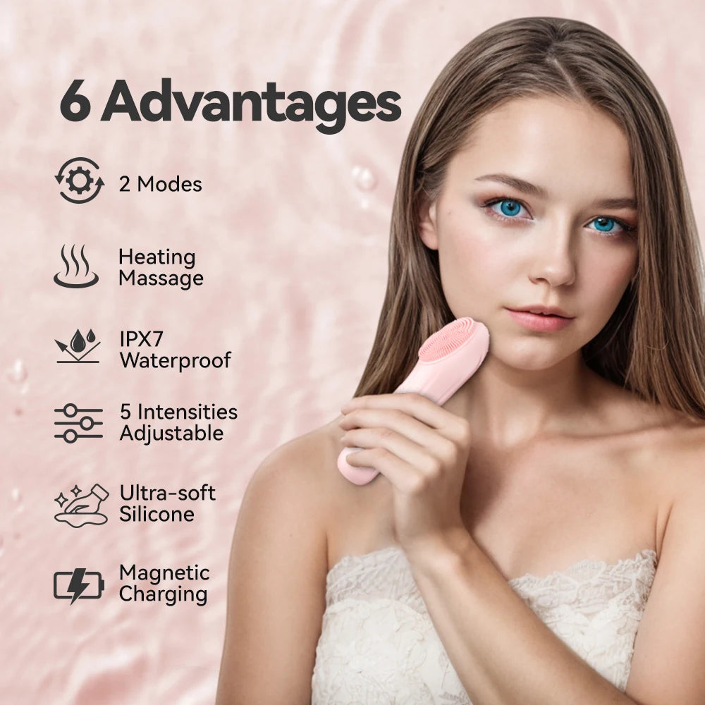 Sonic IPX7 Waterproof Facial Cleansing Brush – Rechargeable Deep Pore Scrubber