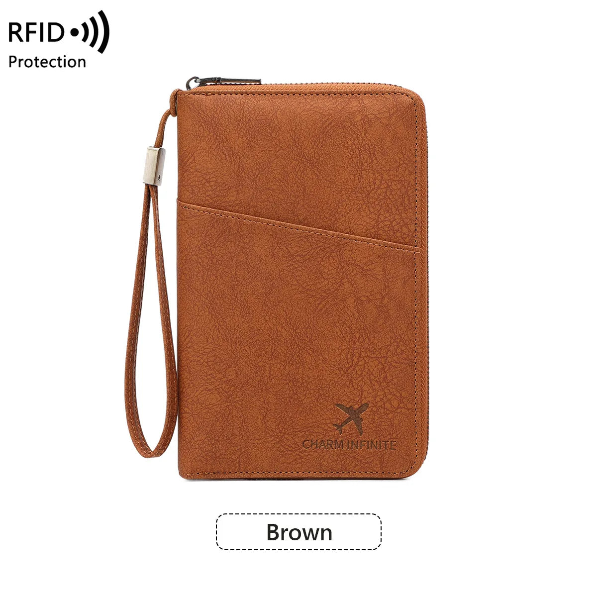 RFID Blocking Passport Wallet – Multi-Document Travel Holder with Zipper