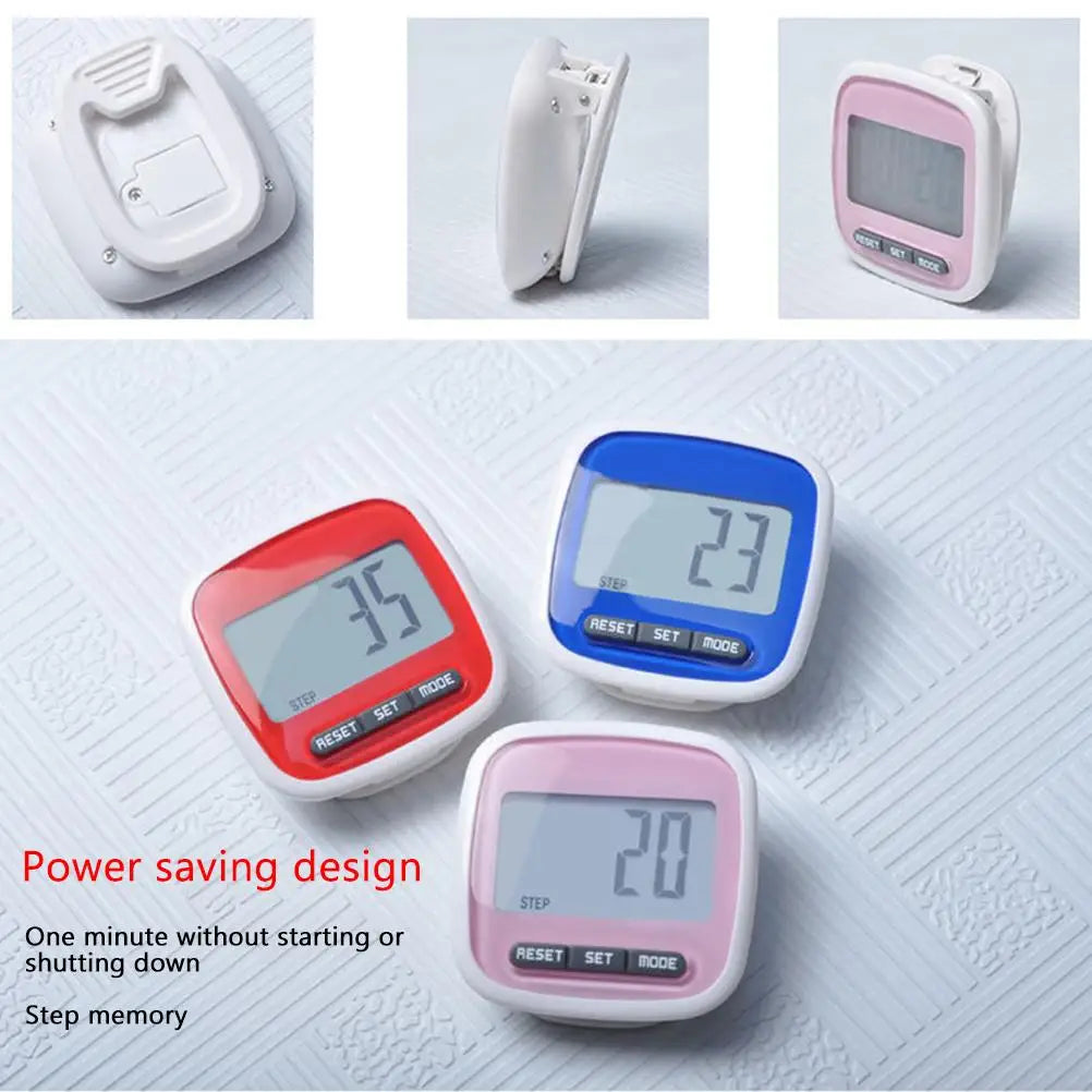 LCD Step Counter Pedometer Clip – 3D Walking Step Tracker for Running & Fitness