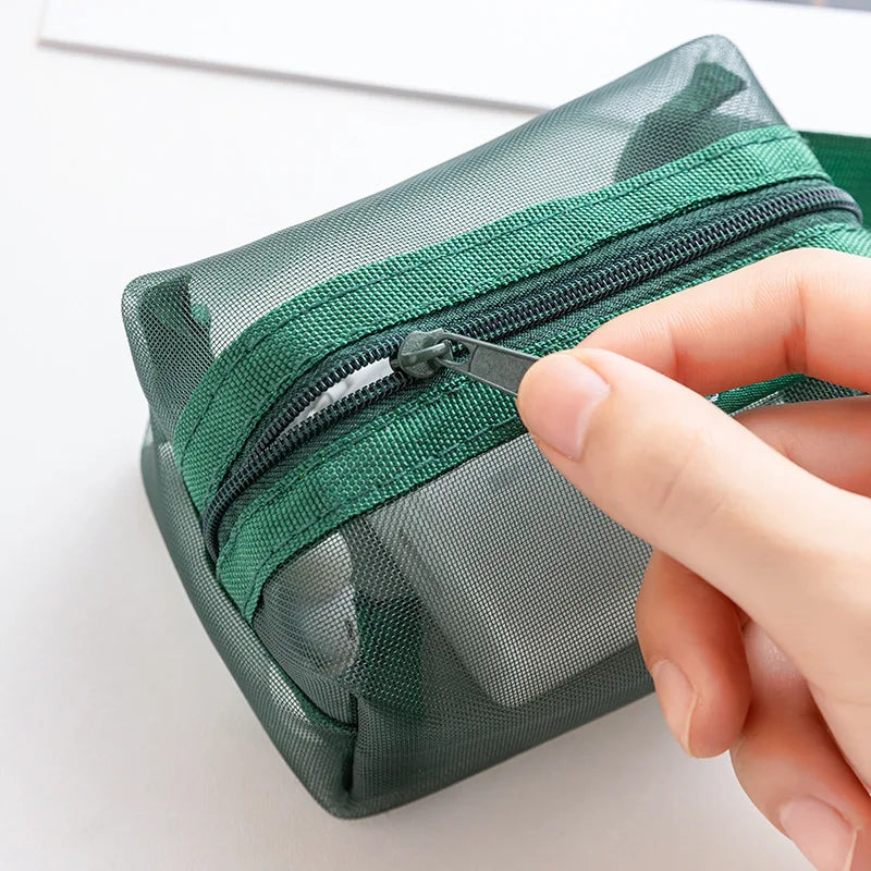 6-Piece Transparent Mesh Travel Organiser Pouches – Cosmetic & Card Storage Bags