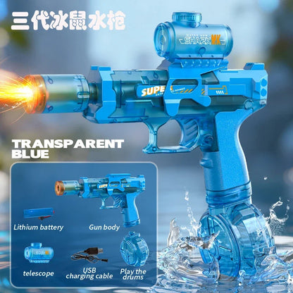 Electric Water Gun Toy with Sensor Lights – Automatic Summer Outdoor Water Pistol
