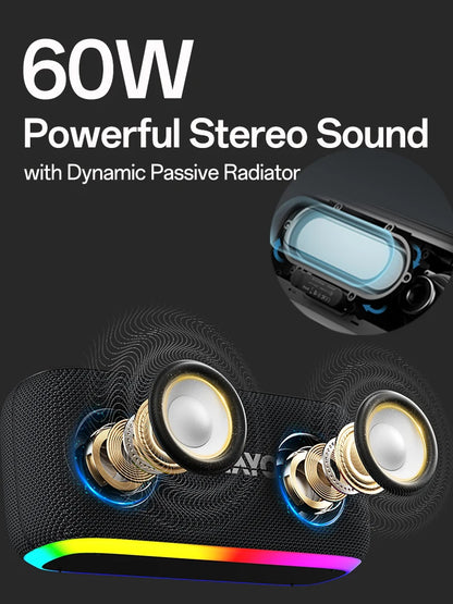 Bluetooth Bookshelf Speaker with LED Lights – Wireless Home Audio with Deep Bass
