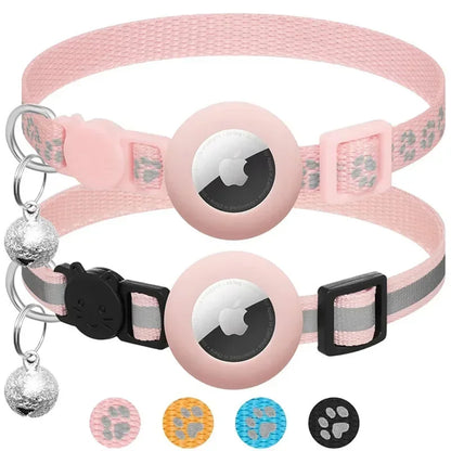 AirTag Cat & Dog Collar – Reflective Adjustable Safety Buckle GPS Collar