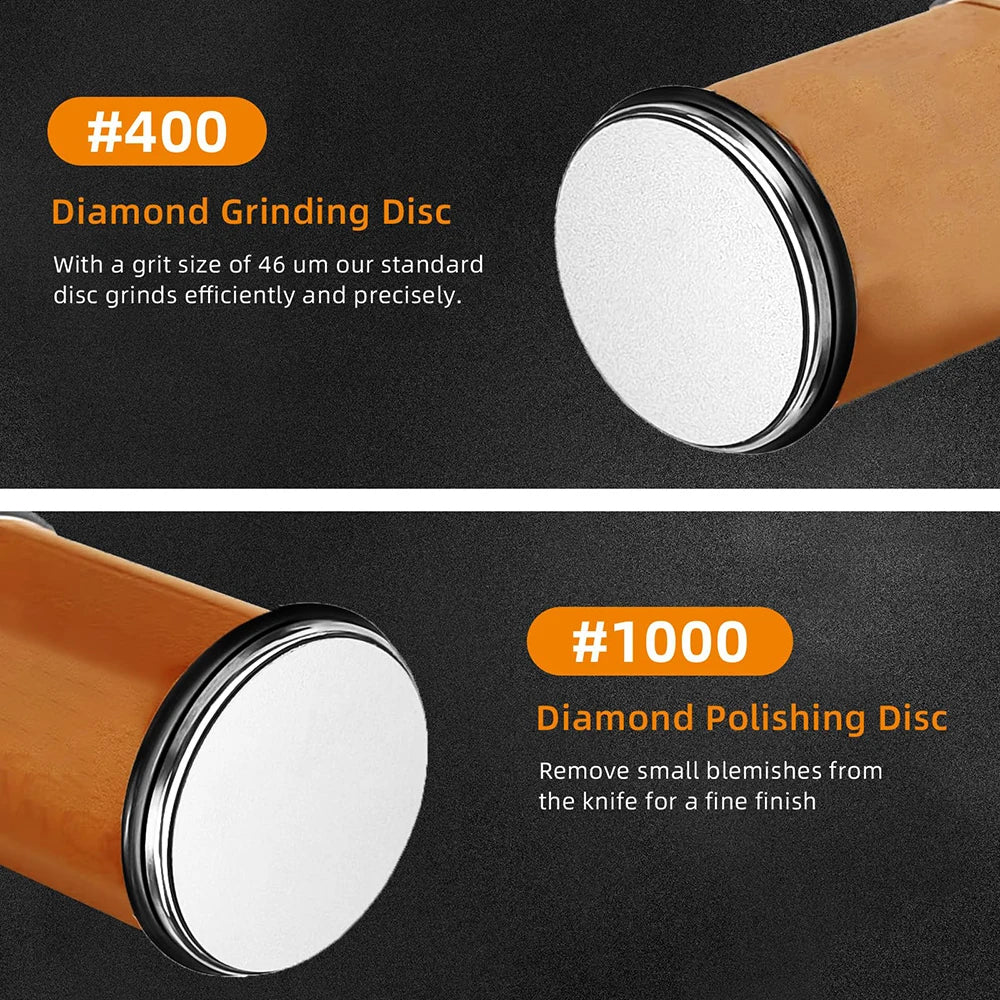 Rolling Knife Sharpener – Double-Sided Diamond Sharpening Stone with Angle Guide