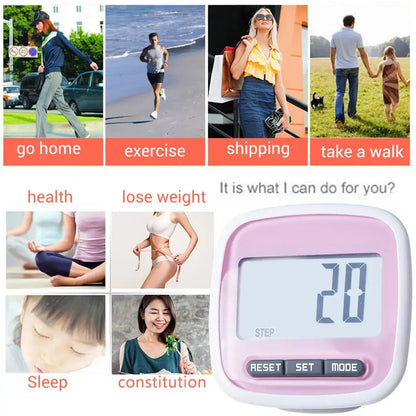 LCD Step Counter Pedometer Clip – 3D Walking Step Tracker for Running & Fitness