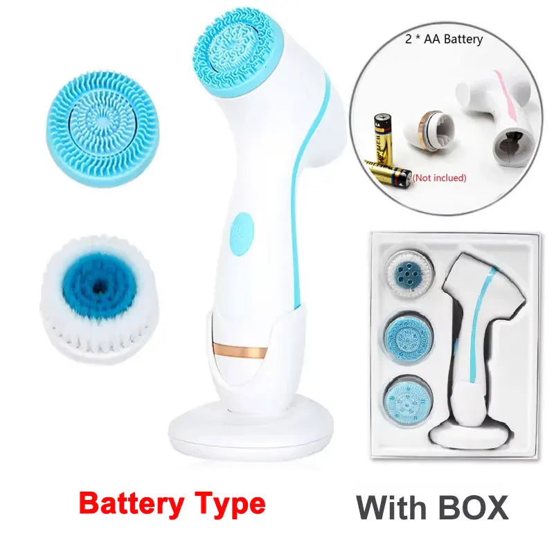 3-in-1 Electric Facial Cleansing Brush – Sonic Rotating Face Massager & Deep Cleanser