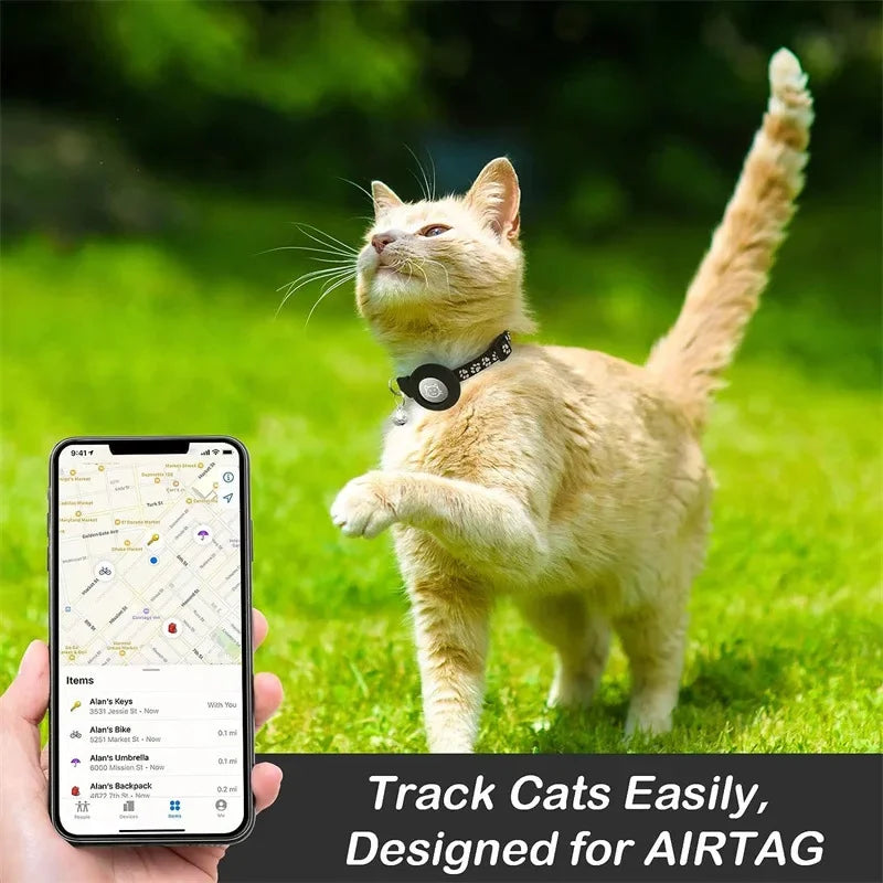 AirTag Cat & Dog Collar – Reflective Adjustable Safety Buckle GPS Collar