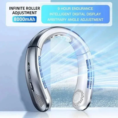 8000mAh Bladeless Neck Fan – Portable Rechargeable Hands-Free Cooling Fan