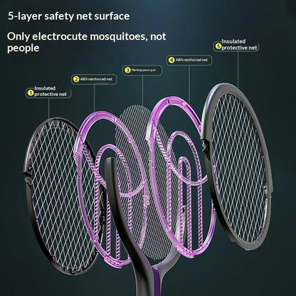 Rotating Head Electric Bug Zapper Racket – Rechargeable Fly Swatter & Mosquito Killer