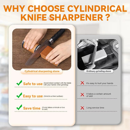 Rolling Knife Sharpener – Double-Sided Diamond Sharpening Stone with Angle Guide