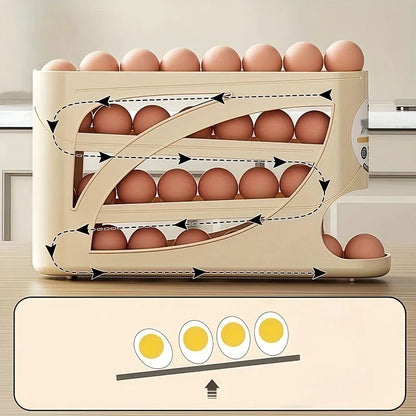3-Tier Rolling Egg Storage Organiser – Fridge Egg Rack Holds Up to 30 Eggs