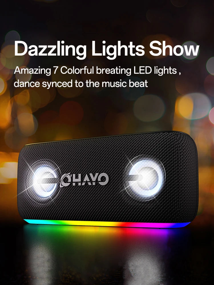 Bluetooth Bookshelf Speaker with LED Lights – Wireless Home Audio with Deep Bass