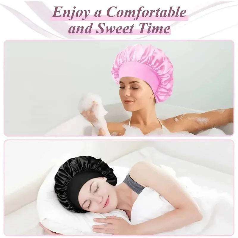 Satin Sleep Bonnet for Women – Large Silk-Lined Hair Wrap for Curly & Long Hair
