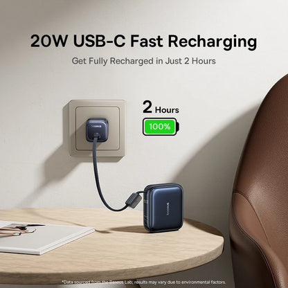 45W Mini Power Bank 10000mAh with Built-In USB-C Cable – Fast Charging Pocket Charger