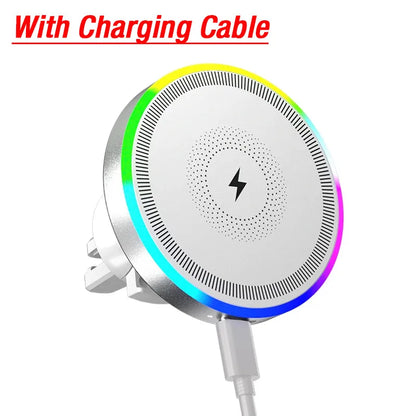 RGB MagSafe Wireless Car Phone Charger – Magnetic Air Vent Mount for iPhone