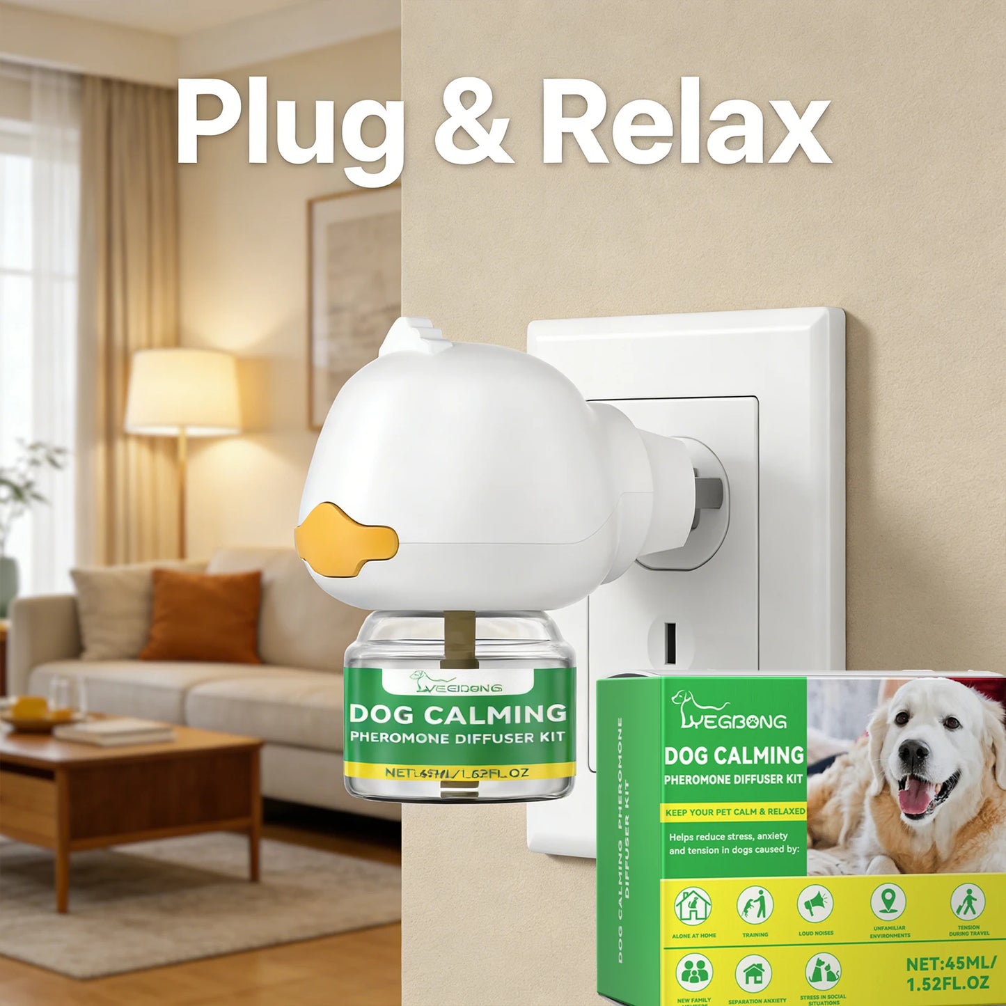 Dog Calming Diffuser Kit – Anti-Anxiety Stress Relief Pheromone Diffuser for Dogs
