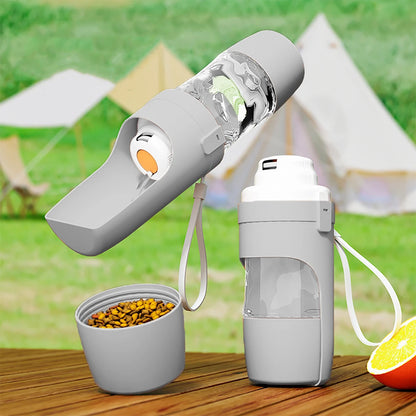 Portable Dog & Cat Water Bottle with Food Storage – Travel Pet Feeder Bowl