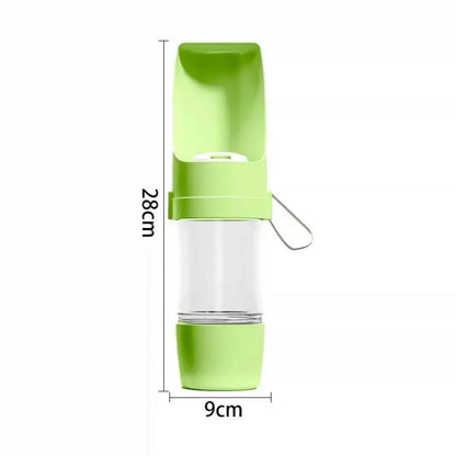 Portable Dog & Cat Water Bottle with Food Storage – Travel Pet Feeder Bowl