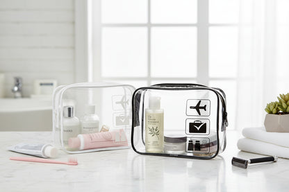 TSA-Approved Clear Toiletry Bag – Quart Size Transparent Leak-Proof Travel Bag