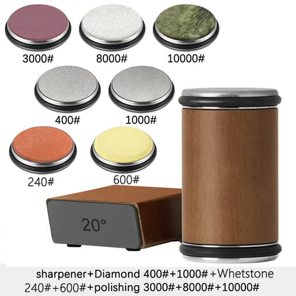 Rolling Knife Sharpener – Double-Sided Diamond Sharpening Stone with Angle Guide
