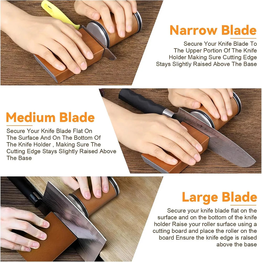 Rolling Knife Sharpener – Double-Sided Diamond Sharpening Stone with Angle Guide