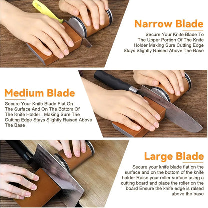 Rolling Knife Sharpener – Double-Sided Diamond Sharpening Stone with Angle Guide