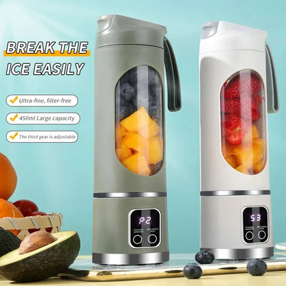 Portable USB Blender Juicer Cup – 10-Blade 450ml Rechargeable Smoothie Maker