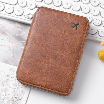 RFID Blocking Passport Wallet – Multi-Document Travel Holder with Zipper