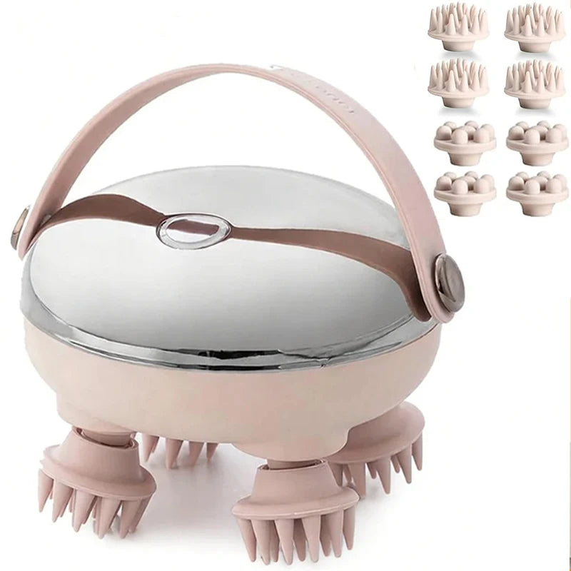 Wireless Electric Scalp Massager with Red Light & Heat – Hair Growth Head Massager