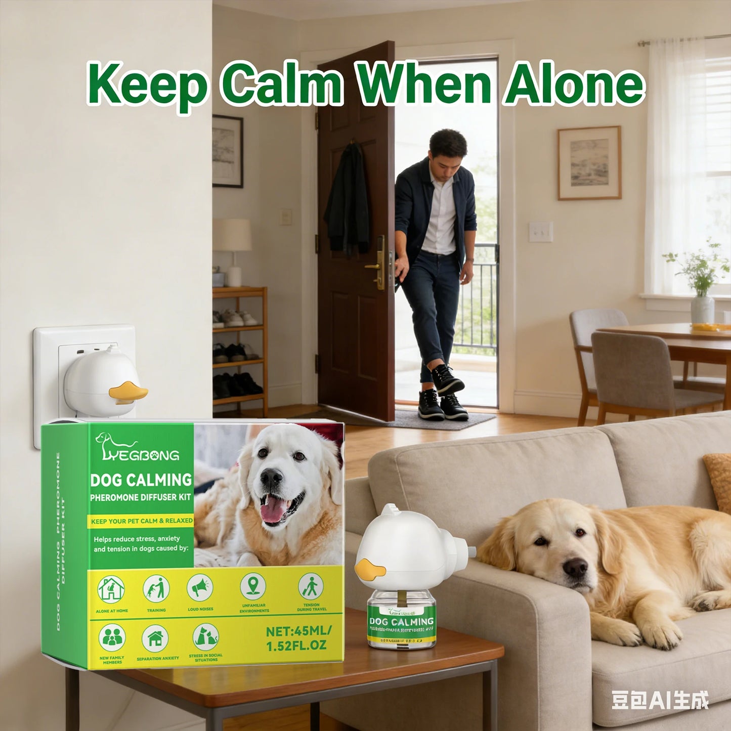 Dog Calming Diffuser Kit – Anti-Anxiety Stress Relief Pheromone Diffuser for Dogs