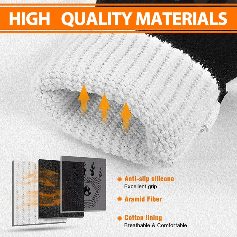 Heat-Resistant Silicone BBQ Grill Gloves – Non-Slip Oven Mitts for Cooking & Barbecue