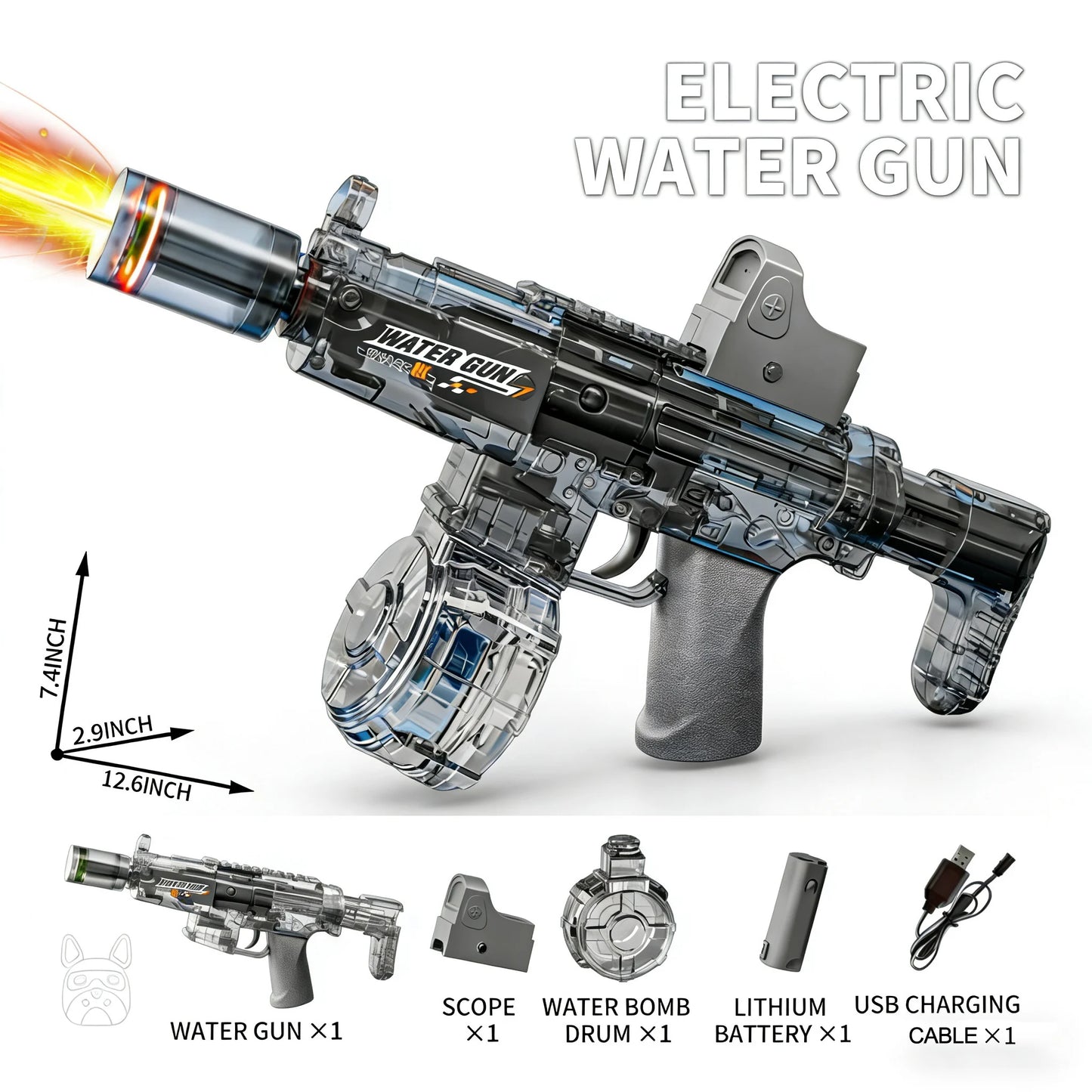 Electric Water Gun Toy with Sensor Lights – Automatic Summer Outdoor Water Pistol
