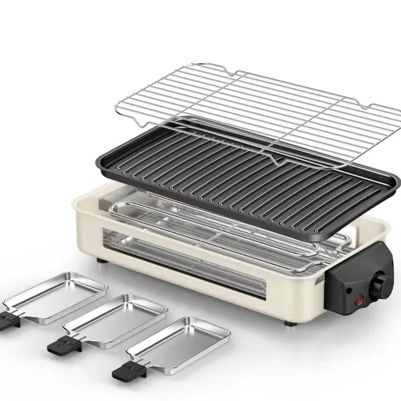 Large Smokeless Electric BBQ Grill Pan – Multi-Function Non-Stick Indoor Outdoor Roaster