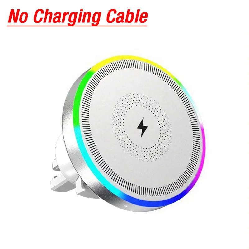 RGB MagSafe Wireless Car Phone Charger – Magnetic Air Vent Mount for iPhone