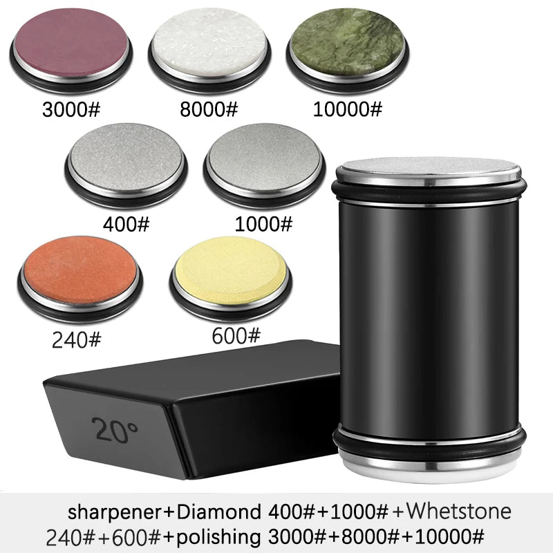 Rolling Knife Sharpener – Double-Sided Diamond Sharpening Stone with Angle Guide