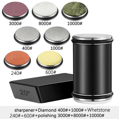 Rolling Knife Sharpener – Double-Sided Diamond Sharpening Stone with Angle Guide