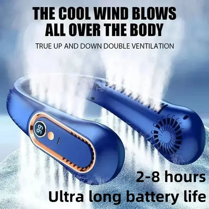 8000mAh Bladeless Neck Fan – Portable Rechargeable Hands-Free Cooling Fan