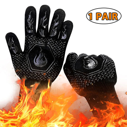Heat-Resistant Silicone BBQ Grill Gloves – Non-Slip Oven Mitts for Cooking & Barbecue