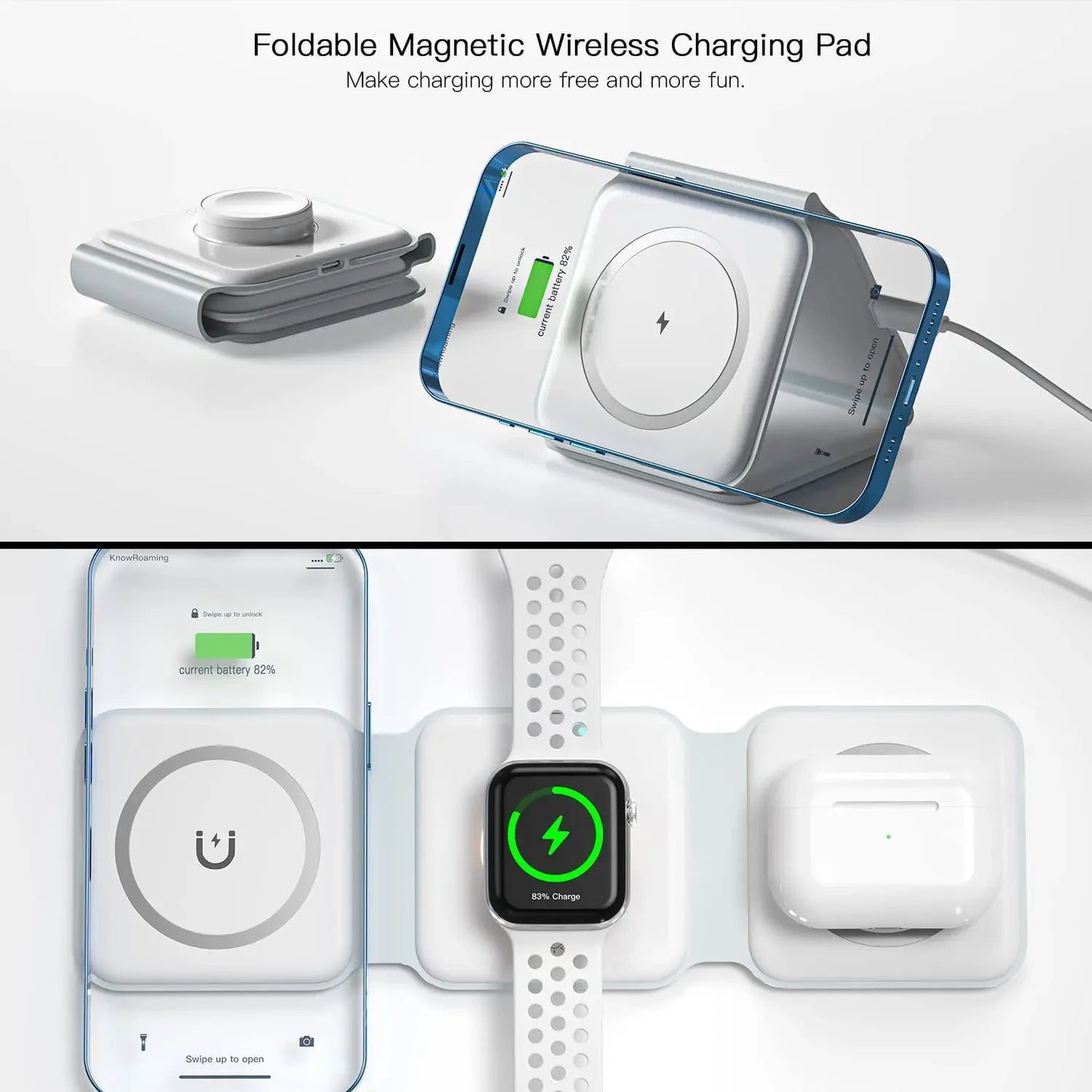 3-in-1 Magnetic Wireless Charging Station – Pad for iPhone Apple Watch & AirPods