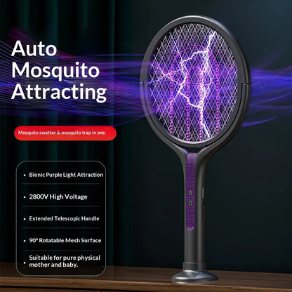 Rotating Head Electric Bug Zapper Racket – Rechargeable Fly Swatter & Mosquito Killer